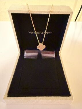 Van Cleef & Arpels Gold and Pink Alhambra-Style Necklace